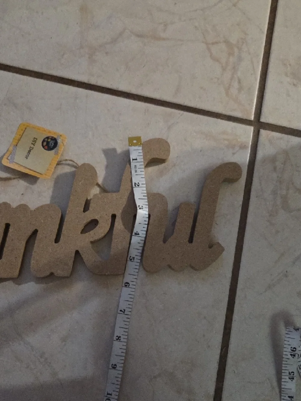 Thankful Wooden Script Sign - Natural Beige - Picture 6 of 7